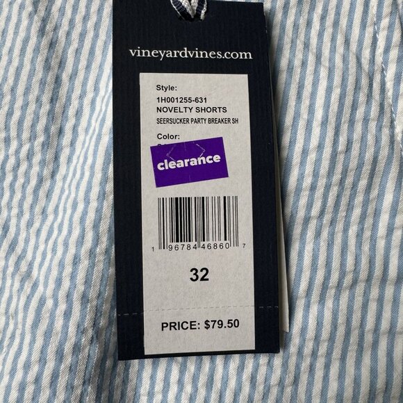 Vineyard Vines Mens Seersucker Shorts Size 32 NEW Party Breaker Patchwork Check - Picture 5 of 6